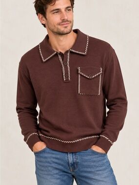 Oxknit Retro Long Sleeve Knit Polo Size Small